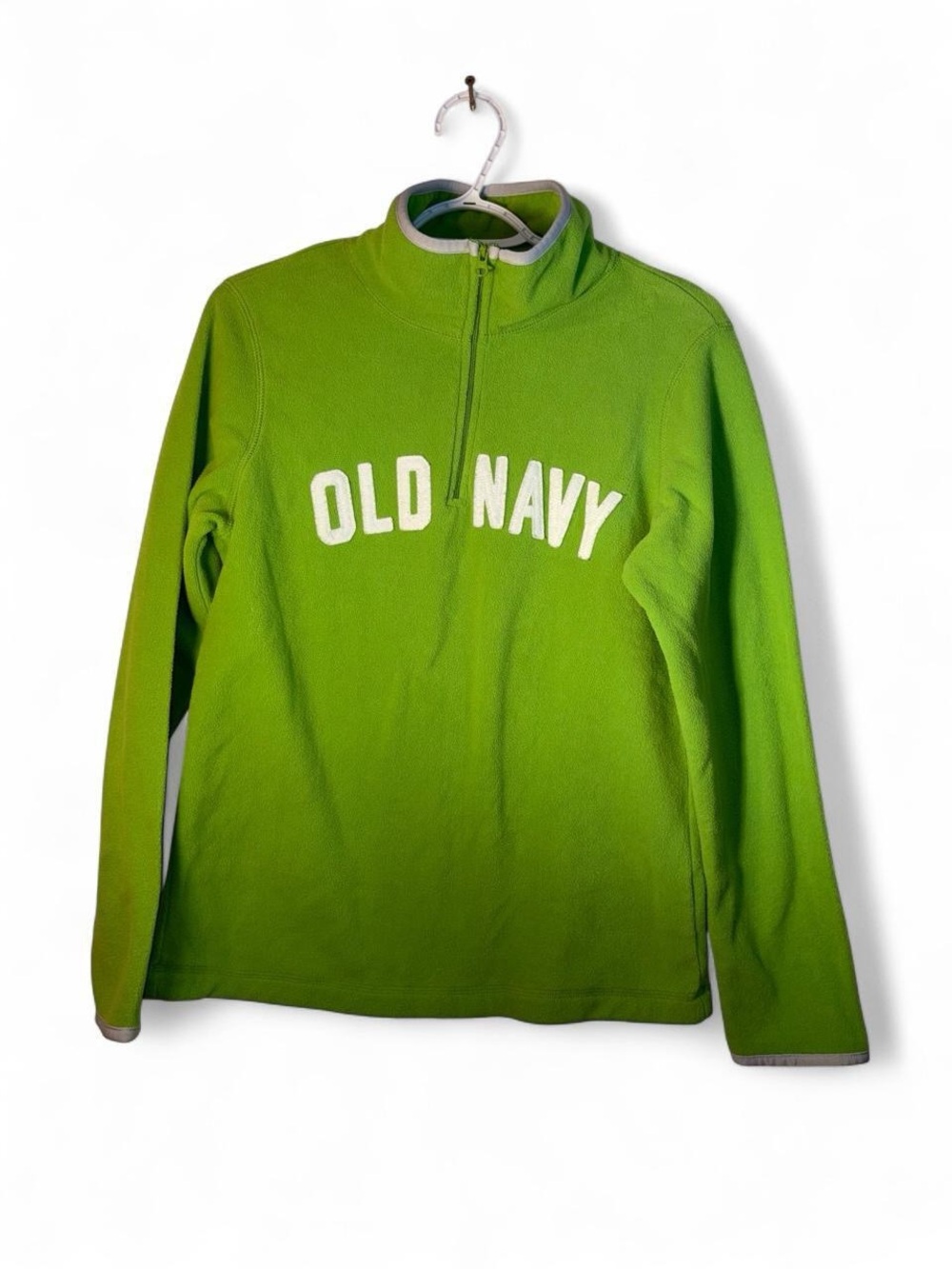 Y2K Old Navy Men's Lime Green Half-Zip Fleece Pullover